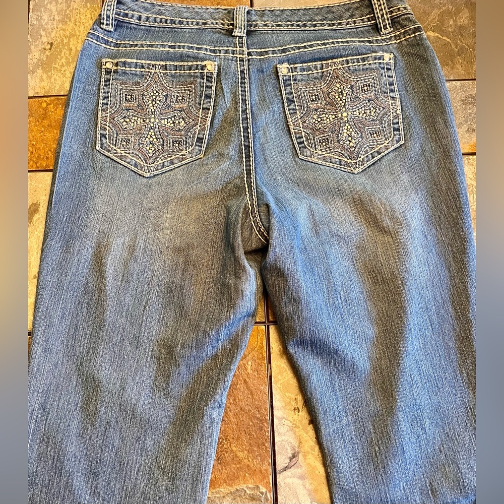Blue Embroidered/ embellished vintage distressed Women's Jeans size 8
